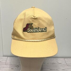 South Bend Fishing Gear Trucker Hat Tan Mesh Snapback Braided Rope Logo Cap
